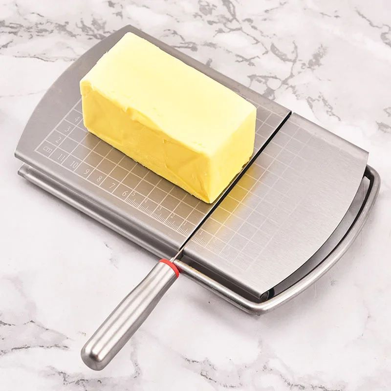 Multifunctional Slicer Butter Cheese Ham Sausage Slicer Kitchen Gadgets Stainless Steel Cutting Board With Silicone Suction Base